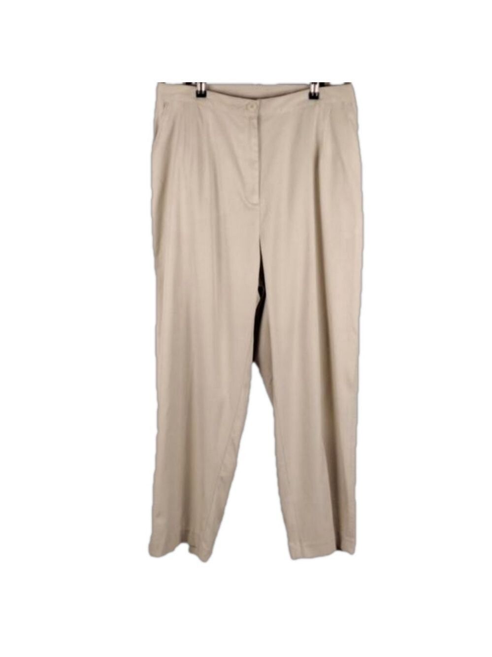 Talbots Woman Vintage Cream High Rise  Zip Up Pleated Front Straight Leg Pant